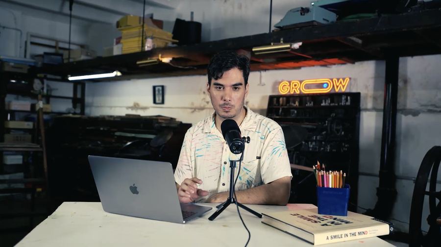 Filming a Grow course on set