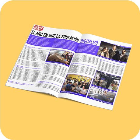 Revista Gente — the year education went digital, double-page feature, 2021